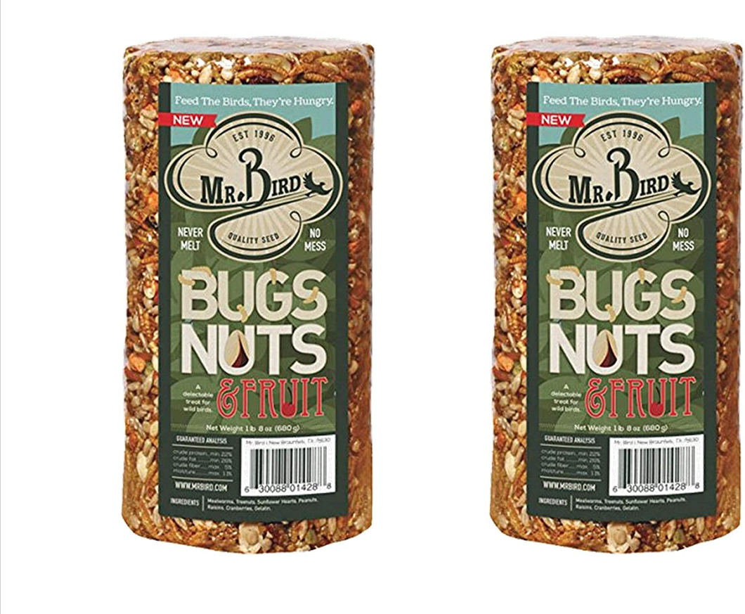 2-Pack of Mr. Bird's Bugs, Nuts, Fruit Small Wild Bird Seed Cylinder 24 oz.