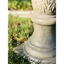 Load image into Gallery viewer, 22.8 in. Dia Weathered Concrete Lightweight Traditional Flower Pattern Birdbath
