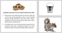 Load image into Gallery viewer, Squirrel Picnic Table Feeder - Squirrel Feeders for Outside Tree, Deck or Fence Mount, Natural Wood with Tin Bucket (Light Cedar)
