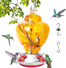 Load image into Gallery viewer, Hummingbird Feeders for Outdoors, Most Attractive Color, Hand Blown Glass Hummingbird Feeder, 38 Fluid Ounces Hummingbird Nectar Capacity Include Hanging Wires and Ant Moat Hook (001)
