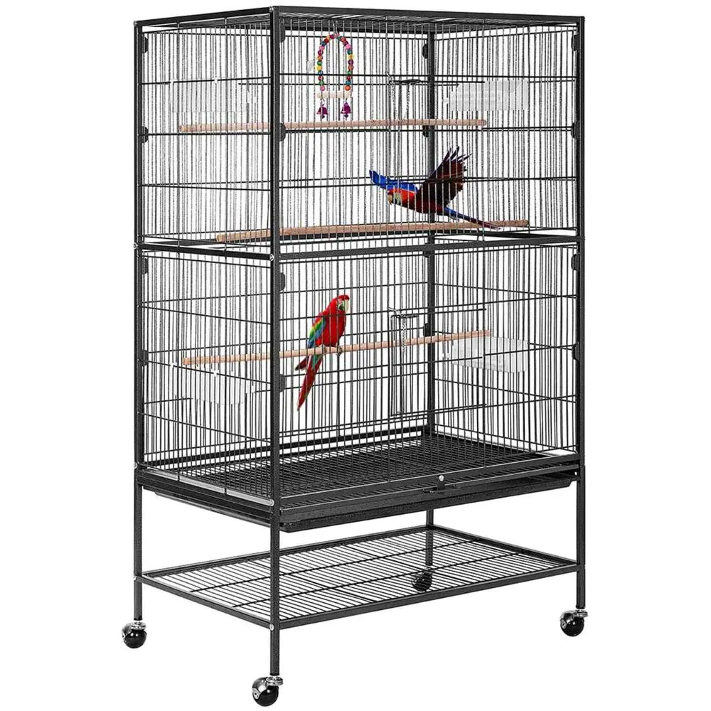 53 in. Wrought Iron Large Bird Cage with Rolling Stand