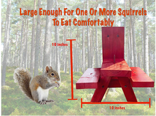 Load image into Gallery viewer, Squirrel Feeder for Outside – Red Picnic Table – Large Size – Squirrel Picnic Table Feeder – Squirrel Corn Cob Holder – Squirrel Food Bench Feeding – Made in USA
