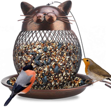 Load image into Gallery viewer, Outside Wild Bird Feeder, Heavy Duty Metal Frame Squirrel Proof Bird Feeders Hanging for Garden Yard Outdoor Decoration, Cute Cat Shaped
