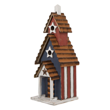 Load image into Gallery viewer, 24.41 in. H Oversized Wooden/Rustic Metal Patriotic Birdhouse
