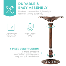 Load image into Gallery viewer, Lily Leaf Copper Pedestal Birdbath - Durable and Easy Assembly
