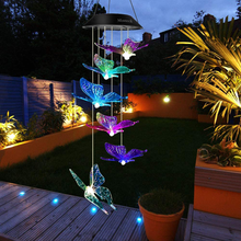 Load image into Gallery viewer, Mosteck Wind Chimes Outdoor Solar Butterfly Wind Chimes Color Changing LED Mobile Wind Chime Make a Great Birthday Gifts for Mom, Hanging Decorative Romantic Patio Lights for Yard Garden Home Party

