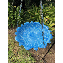 Load image into Gallery viewer, Monarch Blue Lotus Hanging Bird Bath Bird Feeder Garden Decor
