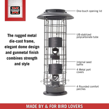 Load image into Gallery viewer, More Birds 106IN, 1.5 Pounds Seed Capacity, Black, X-4 X Squirrel Proof Feeder, Four Feeding Stations, 1.5 Poun, 1.5 lb, Gray
