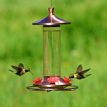 Load image into Gallery viewer, Elegant Glass Copper Hummingbird Feeder - 12 oz. Capacity
