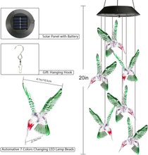 Load image into Gallery viewer, Toodour Solar Wind Chime, Color Changing Solar Hummingbird Wind Chimes, LED Decorative Mobile, Gifts for Mom, Waterproof Outdoor Decorativbe Lights for Garden, Patio, Party, Yard, Window
