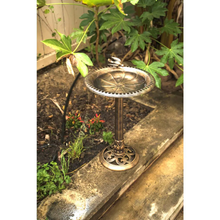 Load image into Gallery viewer, Plastic Bronze Lightweight Birdbath and Feeder with Bird Design Garden Decor - Outside
