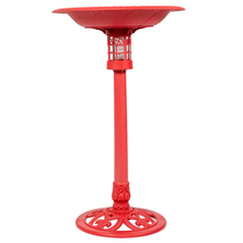 Load image into Gallery viewer, Beacon Point Solar Lighted Bird Bath in Red - Front
