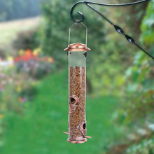 Load image into Gallery viewer, Ointo Garden Tube Bird Feeder Hanging with 4,Copper Feeding Ports Wild Bird Seed Feeder for Mix Seed Blends Heavy Duty

