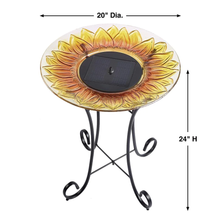Load image into Gallery viewer, Sunflower Glass Solar Birdbath - Size
