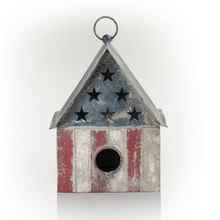 Load image into Gallery viewer, 10 in. Tall Outdoor Patriotic Birdhouse, Multicolor
