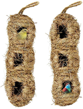 Load image into Gallery viewer, winemana Hand Woven Hummingbird House, Set of 2 Bird Hut 12&quot; x 4&quot;, Outside Grass Hanging Bird Hut, Hanging Hummingbird Houses with 3 Holes
