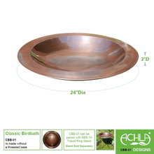 Load image into Gallery viewer, Antique Copper Plated Large Brass Classic Birdbath - Size
