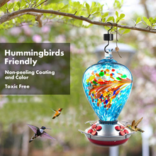 Load image into Gallery viewer, Muse Garden Hummingbird Feeder for Outdoors, Hand Blown Glass, 34 Ounces, Containing Ant Moat, Comet
