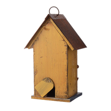 Load image into Gallery viewer, 10.25 in. H Distressed Solid Wood Birdhouse with Flower
