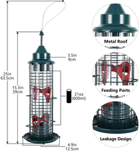 Load image into Gallery viewer, Hanging Tube Squirrel Proof Bird Feeder - All Metal Cage Wild Bird Feeders - Size
