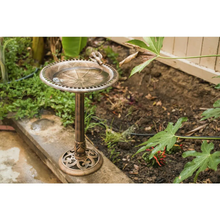 Load image into Gallery viewer, Plastic Bronze Lightweight Birdbath and Feeder with Bird Design Garden Decor - Garden
