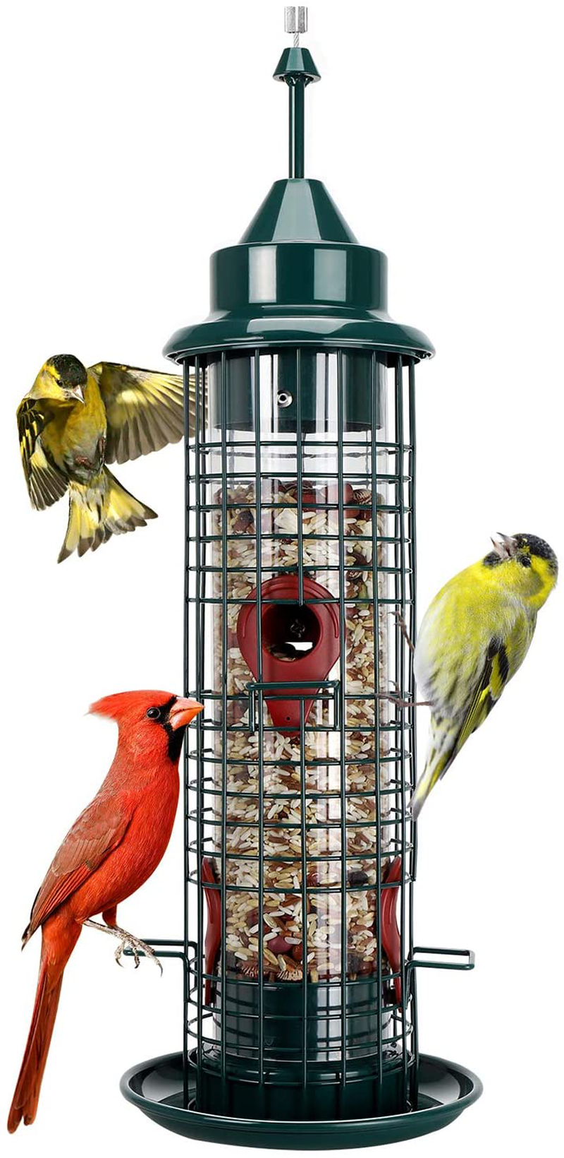 Bird Feeder Hanging Wild Birds feeders for Outside w/4 Perches, 1.2-Pound Seed Capacity