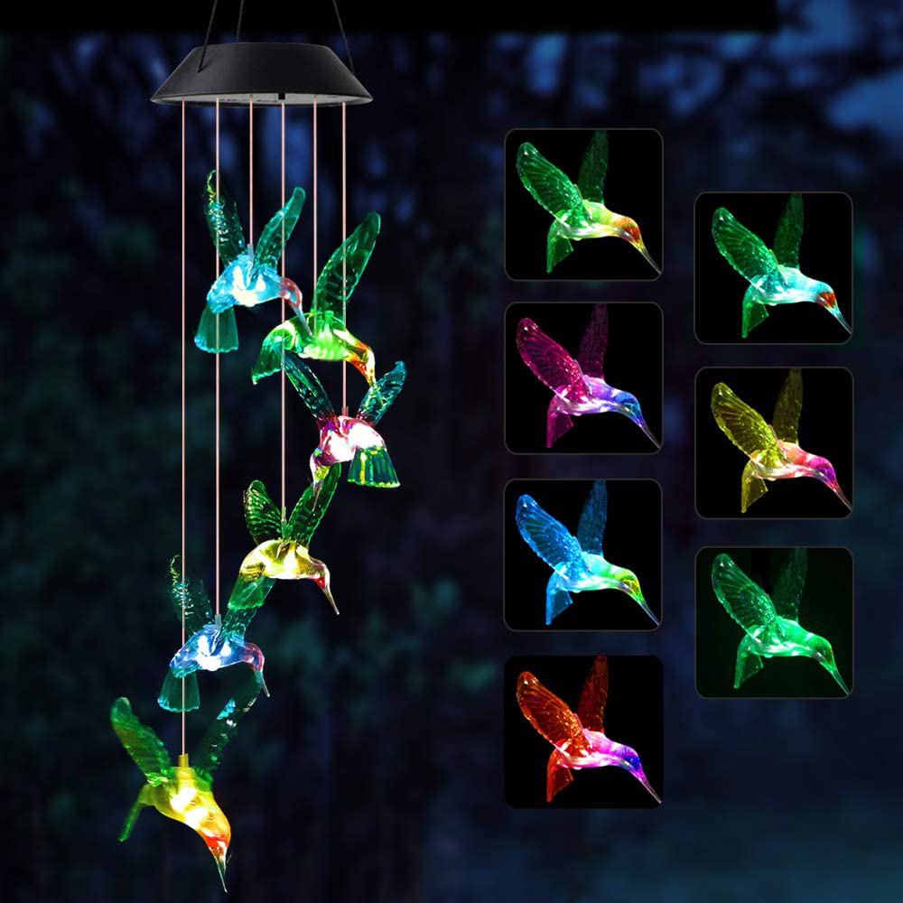 JOBOSI Wind Chimes, Hummingbird Wind Chimes Outdoor,Solar Wind Chimes, Gifts for mom, Birthday Gifts for Women
