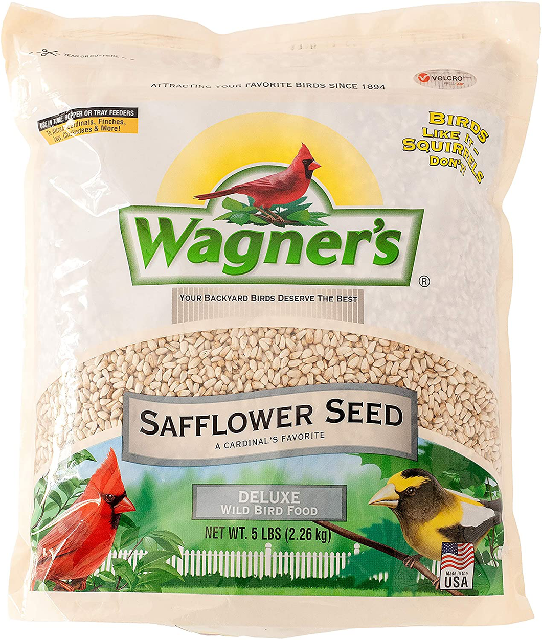 Wagner's 57075 Deluxe Safflower Seed Wild Bird Food, 5-Pound Bag