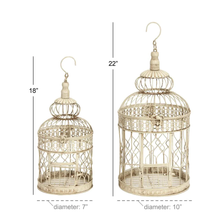 Load image into Gallery viewer, 22 in. and 18 in. Distressed White Classic Metal Birdcage (Set of 2)
