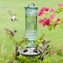 Load image into Gallery viewer, Perky-Pet 8108-2 Green Antique Bottle 10-Ounce Glass Hummingbird Feeder
