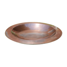Load image into Gallery viewer, 24 in. Dia Antique Copper Plated Large Brass Classic Birdbath with Shallow Rimmed Bowl
