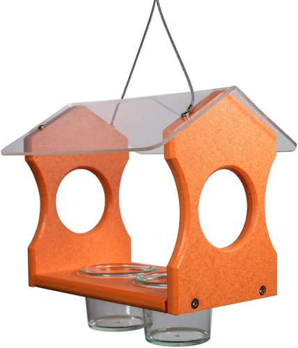 JCs Wildlife Nature Products USA Poly Lumber Orange Oriole Bird Feeder 3000 - Hanging Oriole Jelly Bird Feeder - Made in The USA