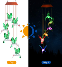 Load image into Gallery viewer, PATHONOR Solar Hummingbird Wind Chimes, Color Changing Solar Wind Chime Outdoor Waterproof Hummingbird LED Solar Lights, Gifts for Mom Grandma Birthday Christmas Party Night Garden Hanging Decoration
