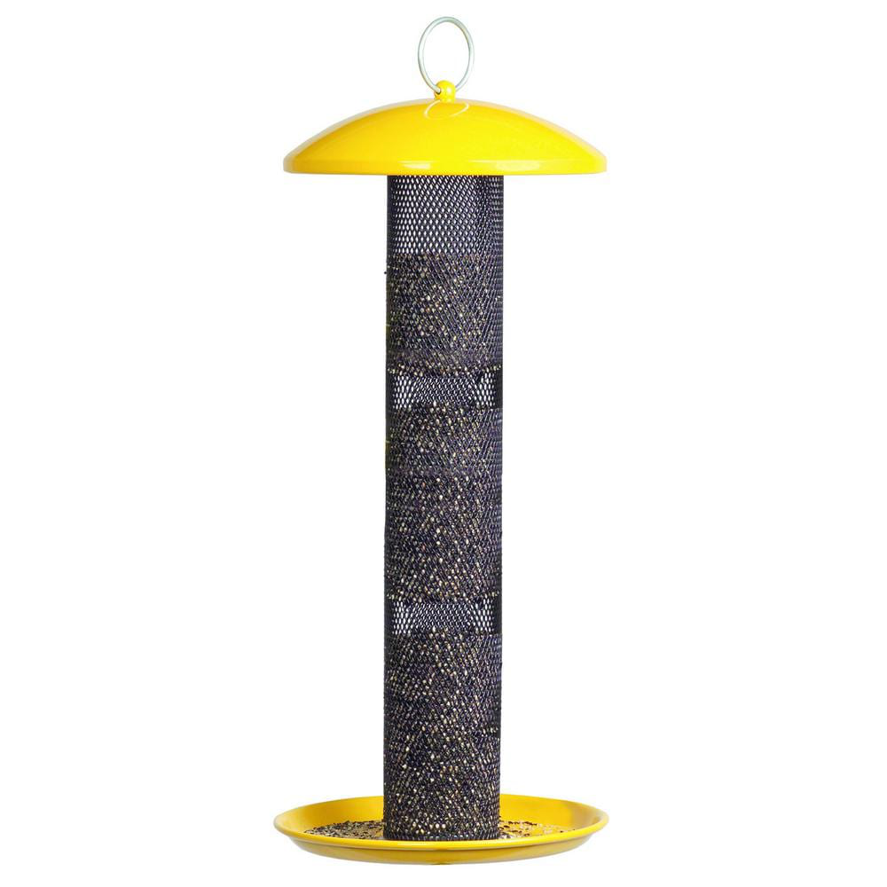 Yellow Straight Sided Finch Tube Hanging Bird Feeder - 1.5 lb. Capacity