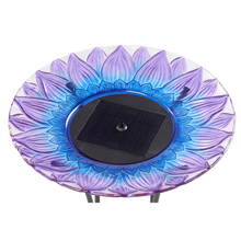 Load image into Gallery viewer, Bell Flower Glass Solar Birdbath - Design
