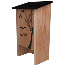 Load image into Gallery viewer, Decorated Cedar Bat House, Holds 50-Bats
