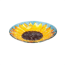 Load image into Gallery viewer, Sunflower 18 in. Crushed Glass Look Birdbath
