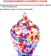 Load image into Gallery viewer, Blue Hand Blown Glass Hummingbird Feeder - Holds 28 oz of Nectar
