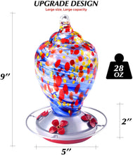 Load image into Gallery viewer, Blue Hand Blown Glass Hummingbird Feeder - Holds 28 oz of Nectar
