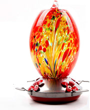 Load image into Gallery viewer, Beautiful Red Phoenix Hand Blown Glass Hummingbird Feeder - Holds 25 oz of Nectar
