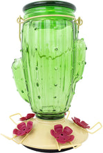 Load image into Gallery viewer, Cactus Glass Hummingbird Feeder - Holds 32 oz of Nectar
