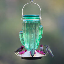 Load image into Gallery viewer, Cactus Glass Hummingbird Feeder - Holds 32 oz of Nectar
