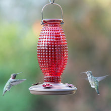 Load image into Gallery viewer, Red Hobnail Vintage Glass Hummingbird Feeder - Holds 16 oz of Nectar
